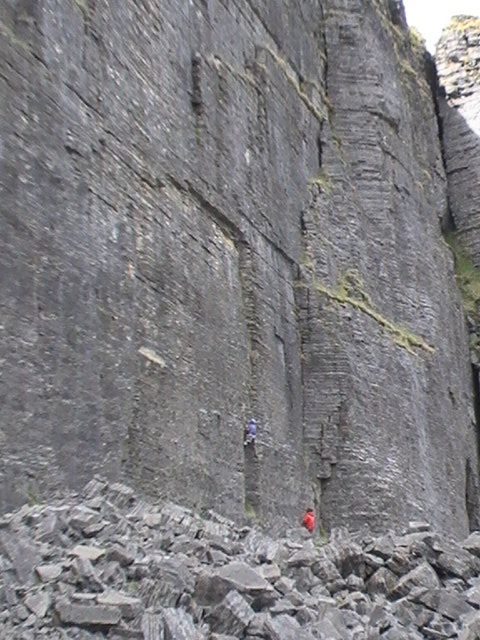 Kev Power on the first ascent of an E3 5b on the main face of Cloonty Pruglish.JPG